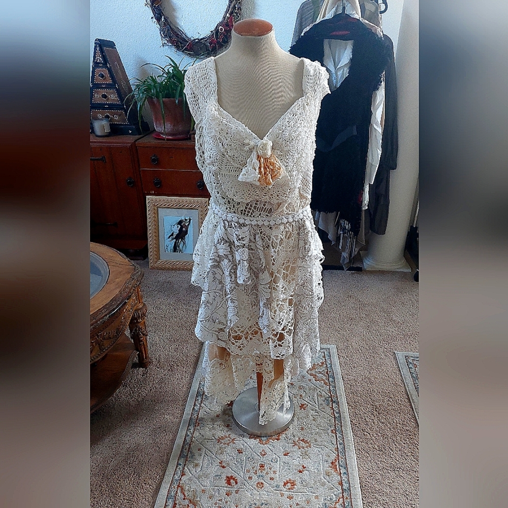 Hand made crochet whimsical dress.